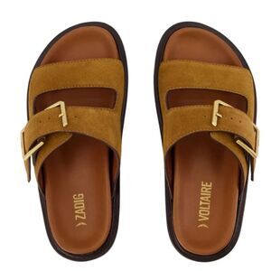 Zadig & Voltaire Alpha Cecilia real suede Sandal in Brown Suede. 40/8.5-9